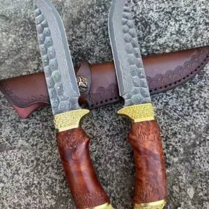 Handcrafted Damascus Hunting Knife by HikingElements - Dragon Head Design.