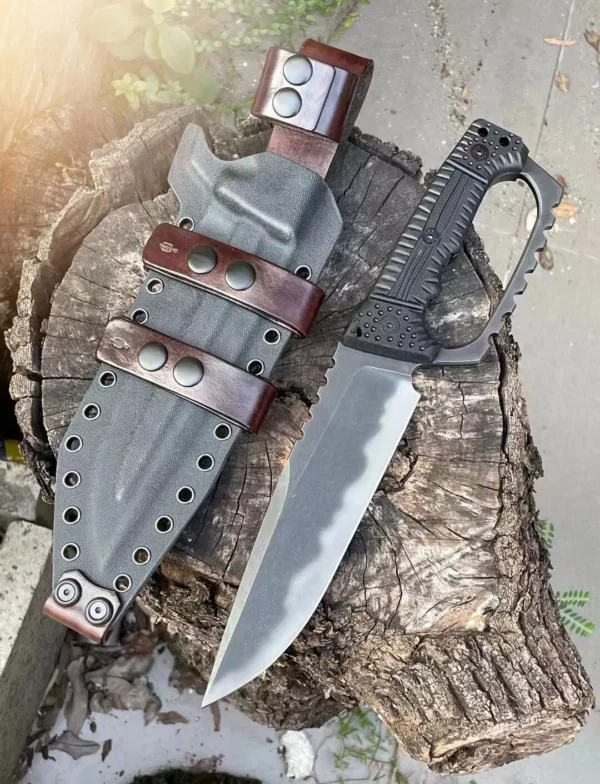 Miller Bros Full-Tang A8 Steel Tactical Knife by HikingElements - G10 Handle Heavy Duty Tool.