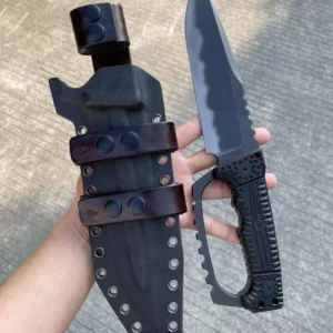 Miller Bros Full-Tang A8 Steel Tactical Knife by HikingElements - G10 Handle Heavy Duty Tool.