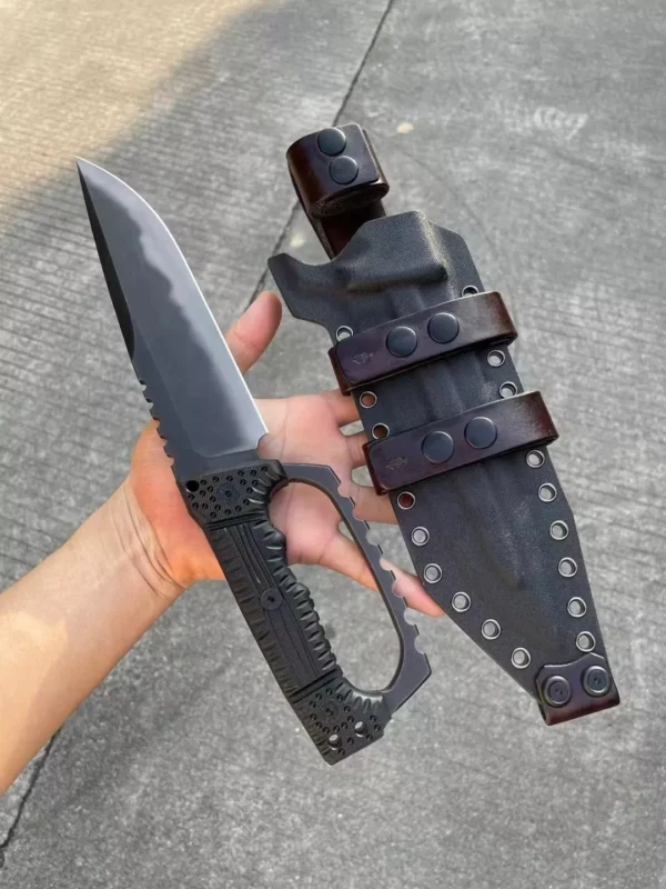 Miller Bros Full-Tang A8 Steel Tactical Knife by HikingElements - G10 Handle Heavy Duty Tool.