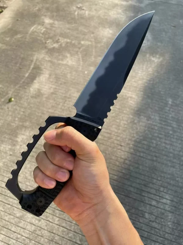 Miller Bros Full-Tang A8 Steel Tactical Knife by HikingElements - G10 Handle Heavy Duty Tool.