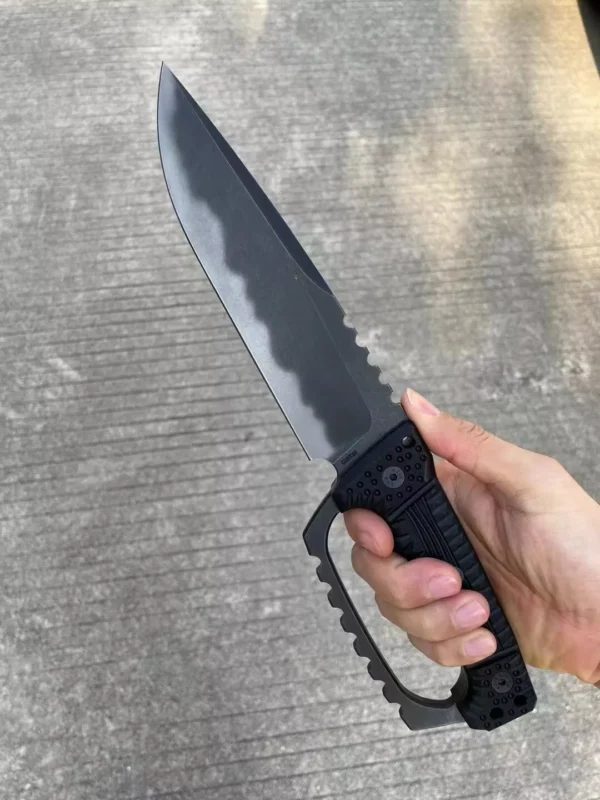 Miller Bros Full-Tang A8 Steel Tactical Knife by HikingElements - G10 Handle Heavy Duty Tool.