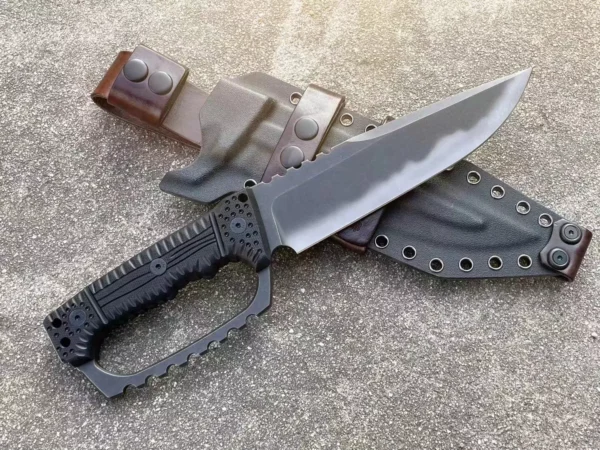 Miller Bros Full-Tang A8 Steel Tactical Knife by HikingElements - G10 Handle Heavy Duty Tool.