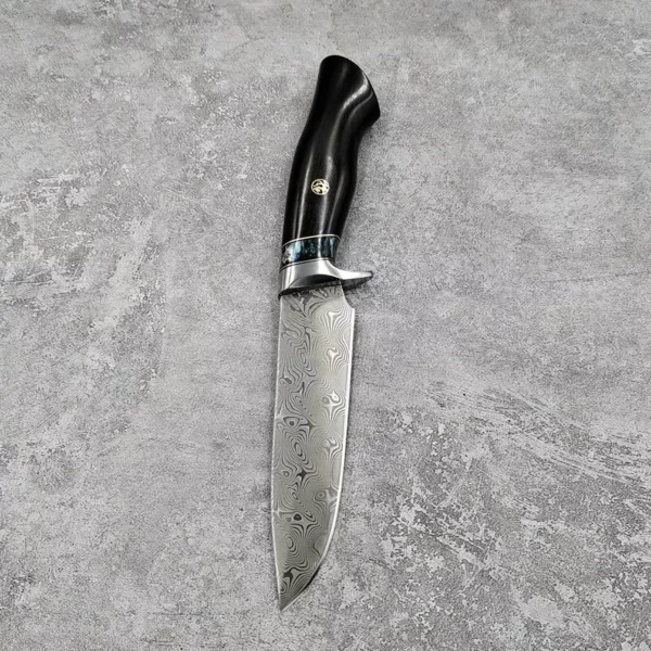 Handmade VG10 Damascus Steel Hunting Knife with Ebony Handle - HikingElements