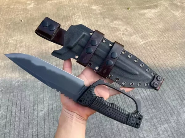 Miller Bros Full-Tang A8 Steel Tactical Knife by HikingElements - G10 Handle Heavy Duty Tool.