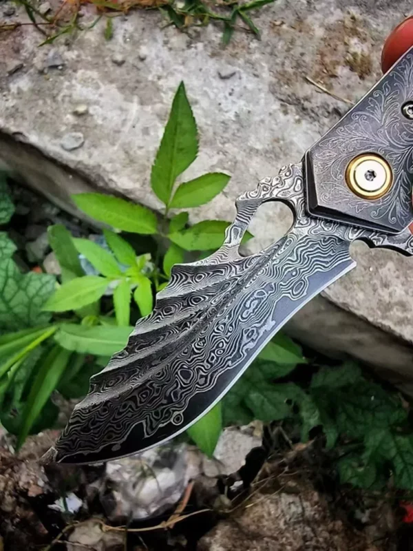 Ball Bearing Handmade Damascus VG10 Steel Pocket Knife by HikingElements - Folding Outdoor Tool.
