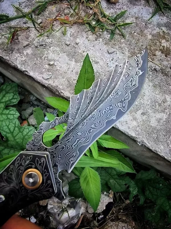 Ball Bearing Handmade Damascus VG10 Steel Pocket Knife by HikingElements - Folding Outdoor Tool.