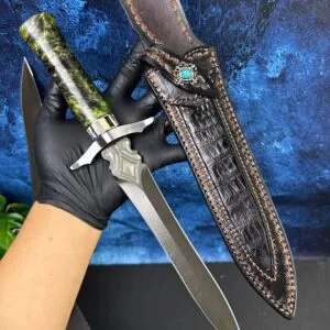HikingElements Collectible Handcrafted Wootz Steel Dirk Fixed Blade Hunting Dagger
