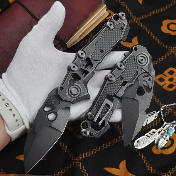 Custom Knife Factory Folding Knife D2 Steel Blade Tactical Hunting Pocket Clip