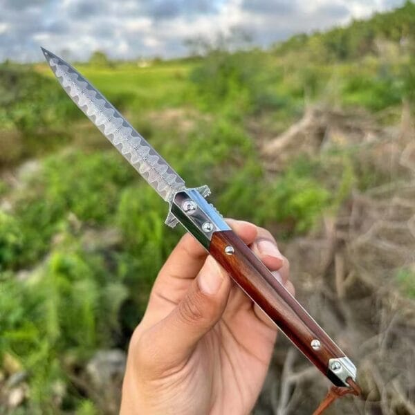 Damascus Steel VG10 Blade Folding Knife Wooden Handle Ball Bearing Camping Portable Hunting Knife Outdoor EDC Tool