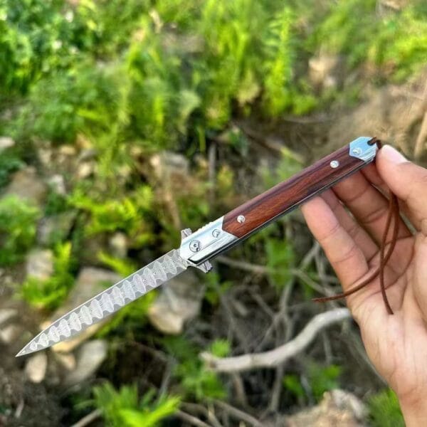 Damascus Steel VG10 Blade Folding Knife Wooden Handle Ball Bearing Camping Portable Hunting Knife Outdoor EDC Tool