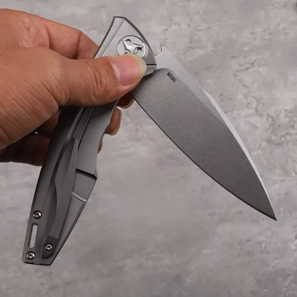 Drop Point Folding Knife with M390 Powder Steel Blade and Titanium Handle - HikingElements