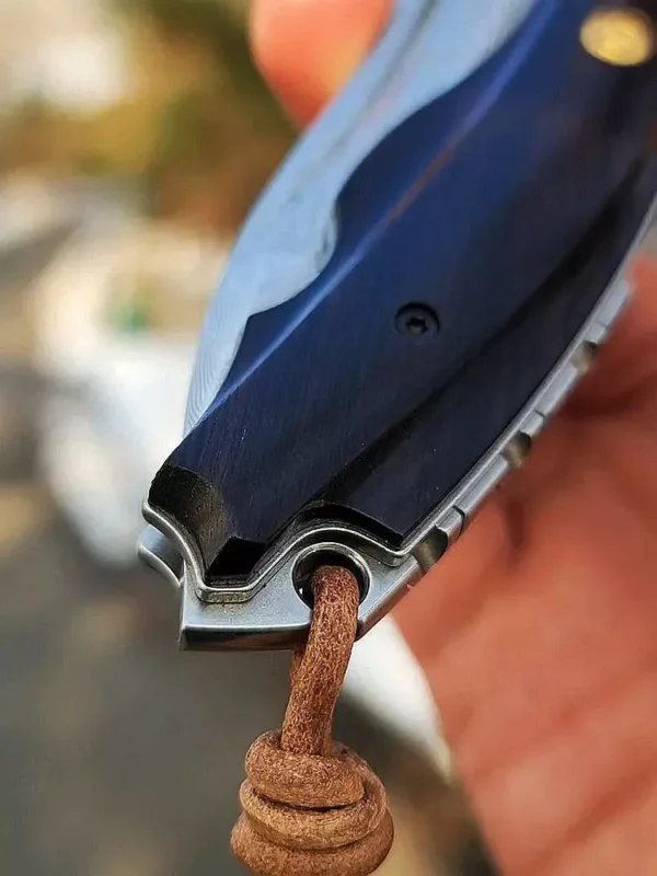 Drop Point Damascus Steel Folding Knife with Wood Handle for EDC - HikingElements
