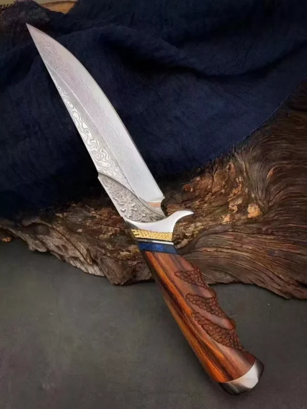 Handmade Japanese VG10 Damascus Steel Hunting Knife by HikingElements - 95-Layer Outdoor Tool.