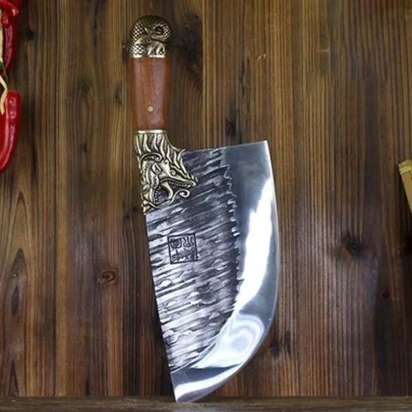 9-inch chef butcher knife showcasing the sharp blade and craftsmanship - Hikingelements