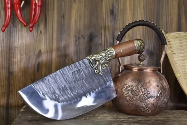 9-inch chef butcher knife showcasing the sharp blade and craftsmanship - Hikingelements