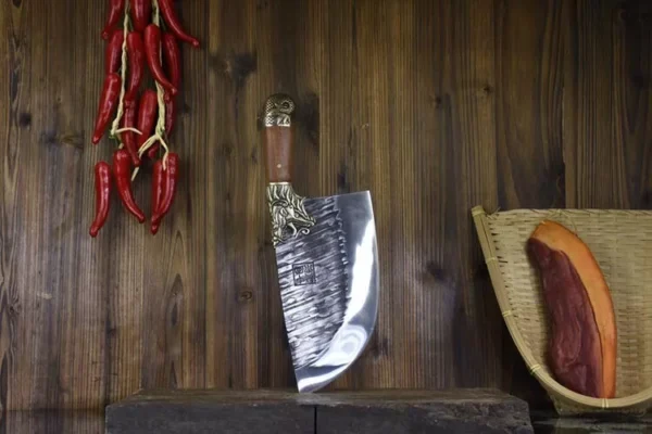 9-inch chef butcher knife showcasing the sharp blade and craftsmanship - Hikingelements