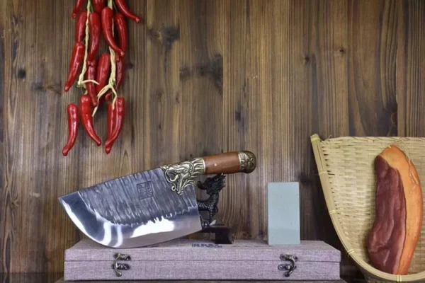 9-inch chef butcher knife showcasing the sharp blade and craftsmanship - Hikingelements