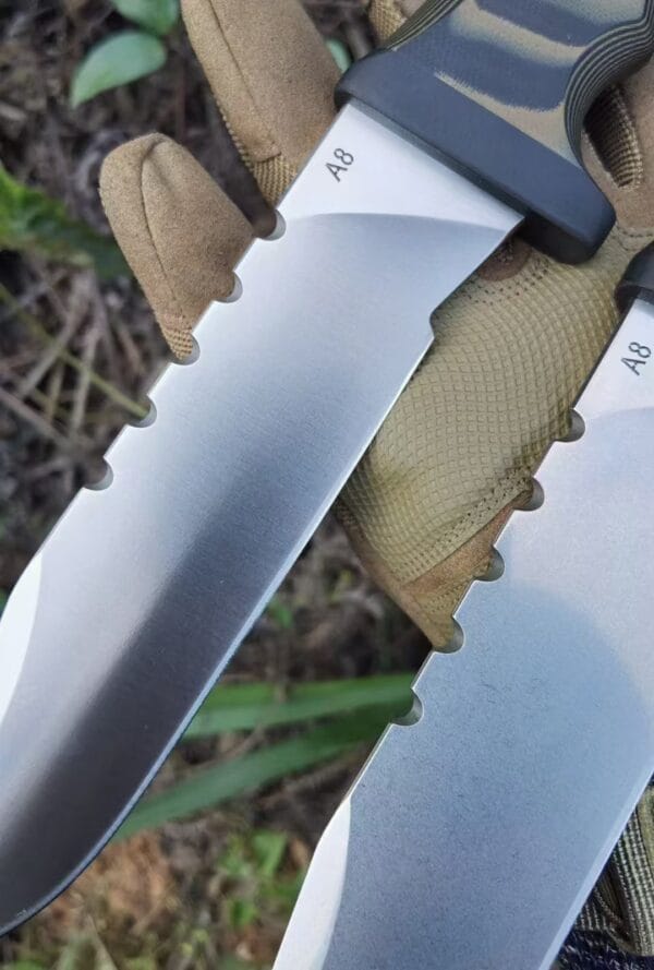 Mad Dog A8 Steel Hunting Knife with black G10 handle and Kydex sheath By Hikingelements