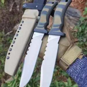 Mad Dog A8 Steel Hunting Knife with black G10 handle and Kydex sheath By Hikingelements