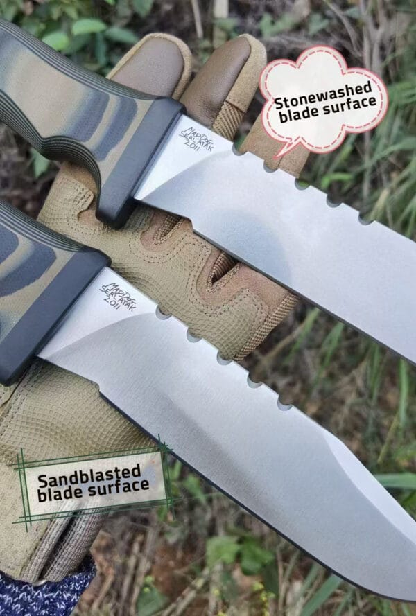 Mad Dog A8 Steel Hunting Knife with black G10 handle and Kydex sheath By Hikingelements