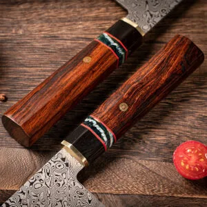 8-inch Japanese Nakiri chef knife in VG10 Damascus steel by HikingElements