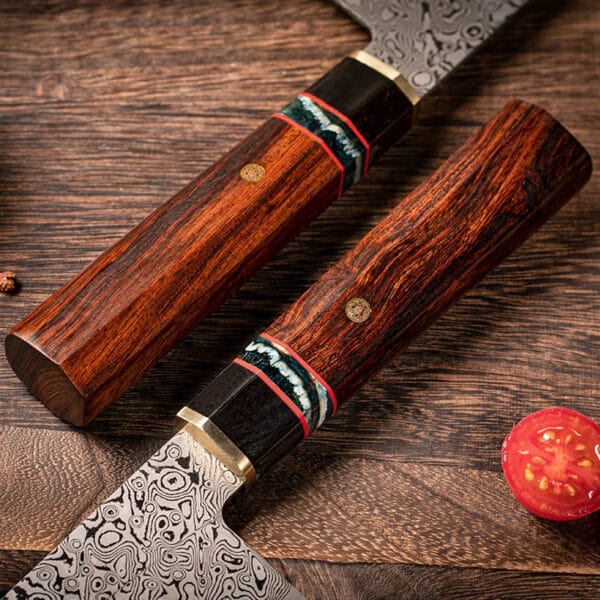 8-inch Japanese Nakiri chef knife in VG10 Damascus steel by HikingElements