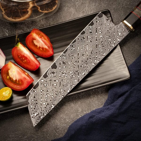 8-inch Japanese Nakiri chef knife in VG10 Damascus steel by HikingElements