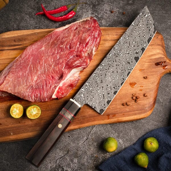 8-inch Japanese Nakiri chef knife in VG10 Damascus steel by HikingElements