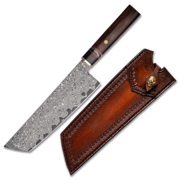 8-inch Japanese Nakiri chef knife in VG10 Damascus steel by HikingElements