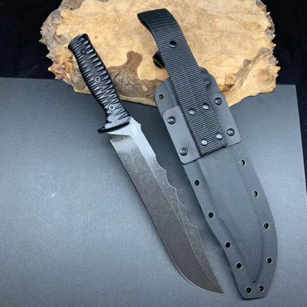 HikingElements M390 Blade Folding Knife with Ball Bearing, Titanium Clip, and Wood Handle