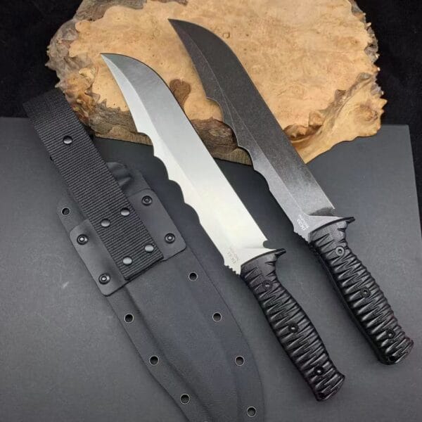HikingElements M390 Blade Folding Knife with Ball Bearing, Titanium Clip, and Wood Handle