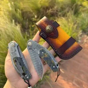 Japanese VG10 Damascus Folding Pocket Knife with Wood Handle and Clip - HikingElements