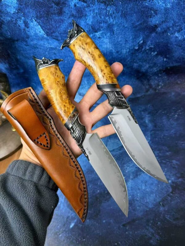 HikingElements Handmade SKD-11 Steel Fixed Blade Knife - Captain Jack Pirate Design Collectible Outdoor Knife