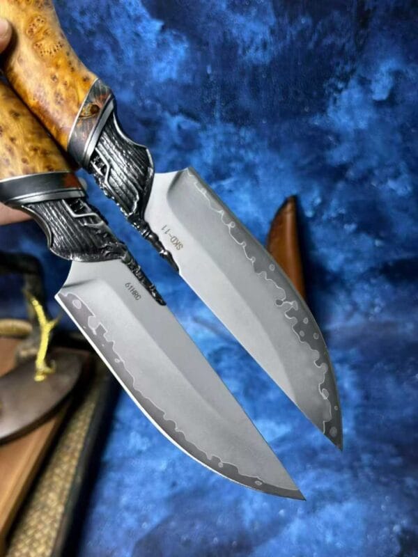 HikingElements Handmade SKD-11 Steel Fixed Blade Knife - Captain Jack Pirate Design Collectible Outdoor Knife