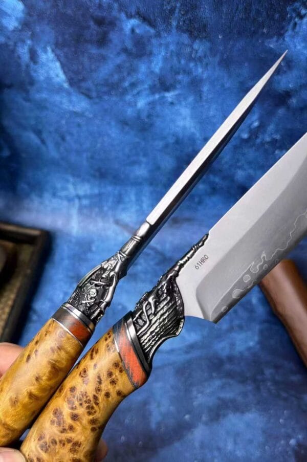 HikingElements Handmade SKD-11 Steel Fixed Blade Knife - Captain Jack Pirate Design Collectible Outdoor Knife