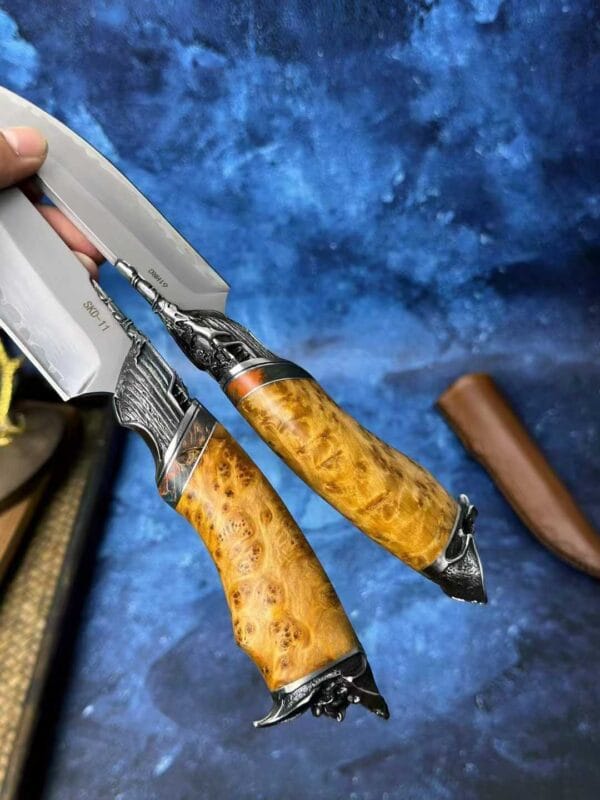 HikingElements Handmade SKD-11 Steel Fixed Blade Knife - Captain Jack Pirate Design Collectible Outdoor Knife
