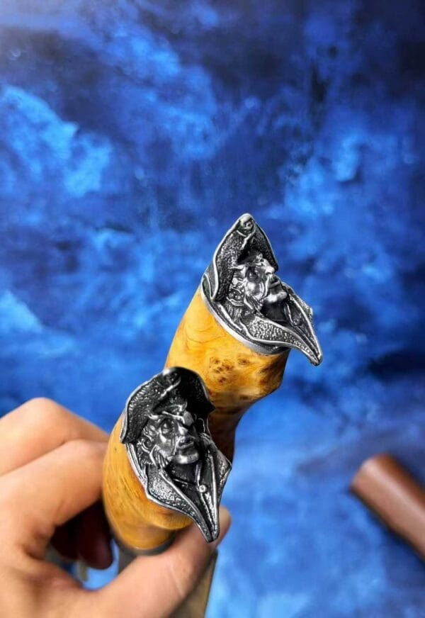 HikingElements Handmade SKD-11 Steel Fixed Blade Knife - Captain Jack Pirate Design Collectible Outdoor Knife