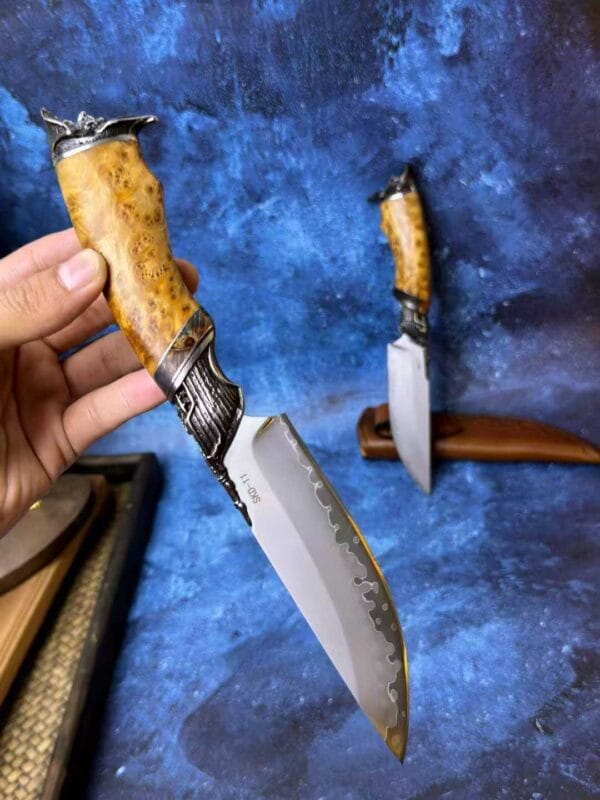 HikingElements Handmade SKD-11 Steel Fixed Blade Knife - Captain Jack Pirate Design Collectible Outdoor Knife