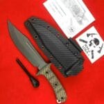 RMJ Tactical Jungle Combat Fixed Blade Knife with Gray Tungsten Blade and Black G10 Handle - HikingElements