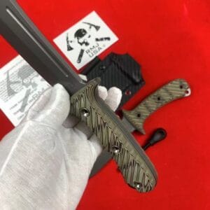 RMJ Tactical Jungle Combat Fixed Blade Knife with Gray Tungsten Blade and Black G10 Handle - HikingElements