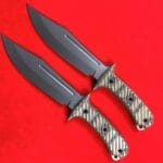 RMJ Tactical Jungle Combat Fixed Blade Knife with Gray Tungsten Blade and Black G10 Handle - HikingElements