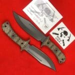 RMJ Tactical Jungle Combat Fixed Blade Knife with Gray Tungsten Blade and Black G10 Handle - HikingElements