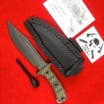 RMJ Tactical Jungle Combat Fixed Blade Knife with Gray Tungsten Blade and Black G10 Handle - HikingElements