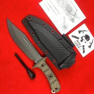 RMJ Tactical Jungle Combat Fixed Blade Knife with Gray Tungsten Blade and Black G10 Handle - HikingElements