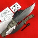 RMJ Tactical Jungle Combat Fixed Blade Knife with Gray Tungsten Blade and Black G10 Handle - HikingElements
