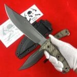RMJ Tactical Jungle Combat Fixed Blade Knife with Gray Tungsten Blade and Black G10 Handle - HikingElements