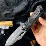 78-Layer Damascus Folding Knife with Stabilized Wood Handle - HikingElements